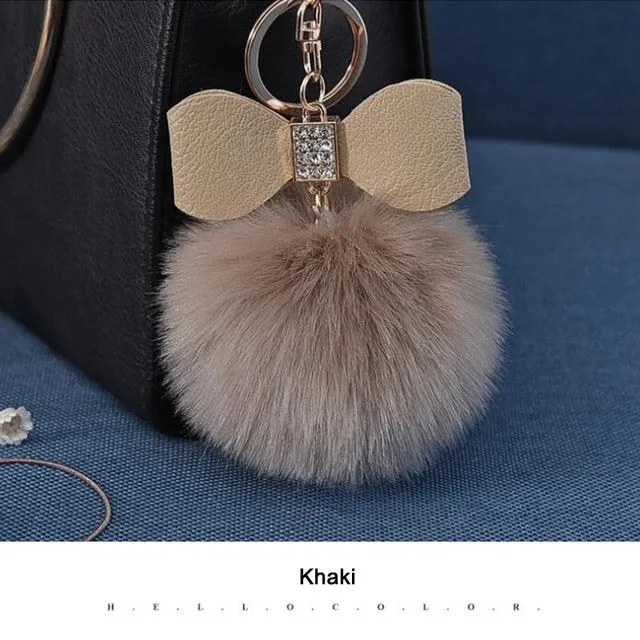 Women Trinkets Leather Bow Keychain