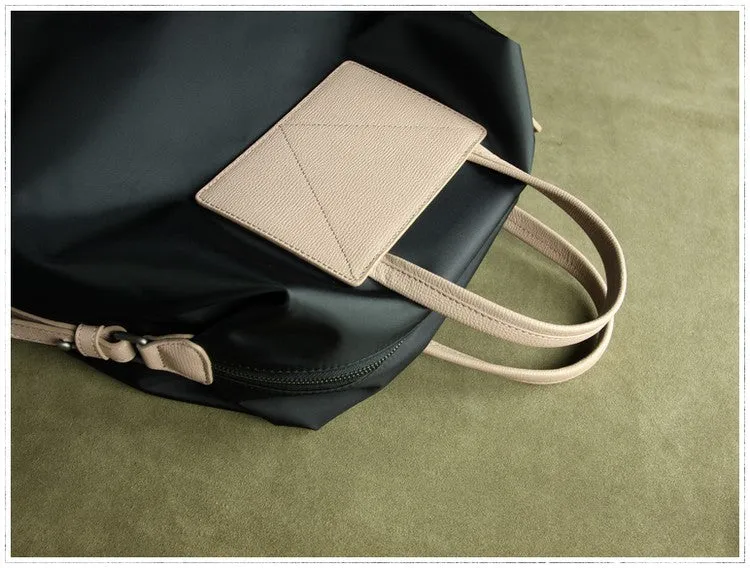 Womens Black&Pink Nylon Backpack Bag Best Satchel Backpack Nylon Leather School Rucksack for Ladies
