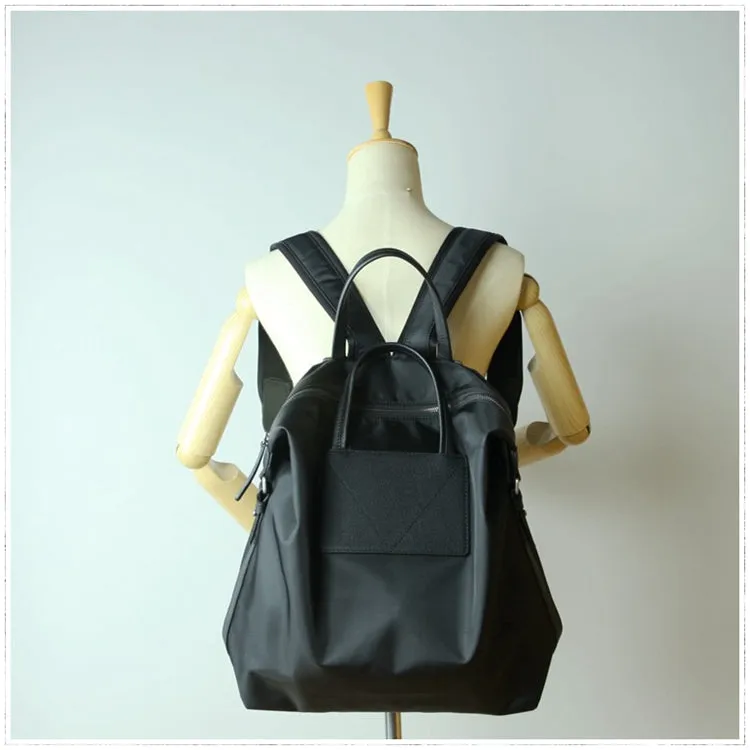 Womens Black&Pink Nylon Backpack Bag Best Satchel Backpack Nylon Leather School Rucksack for Ladies