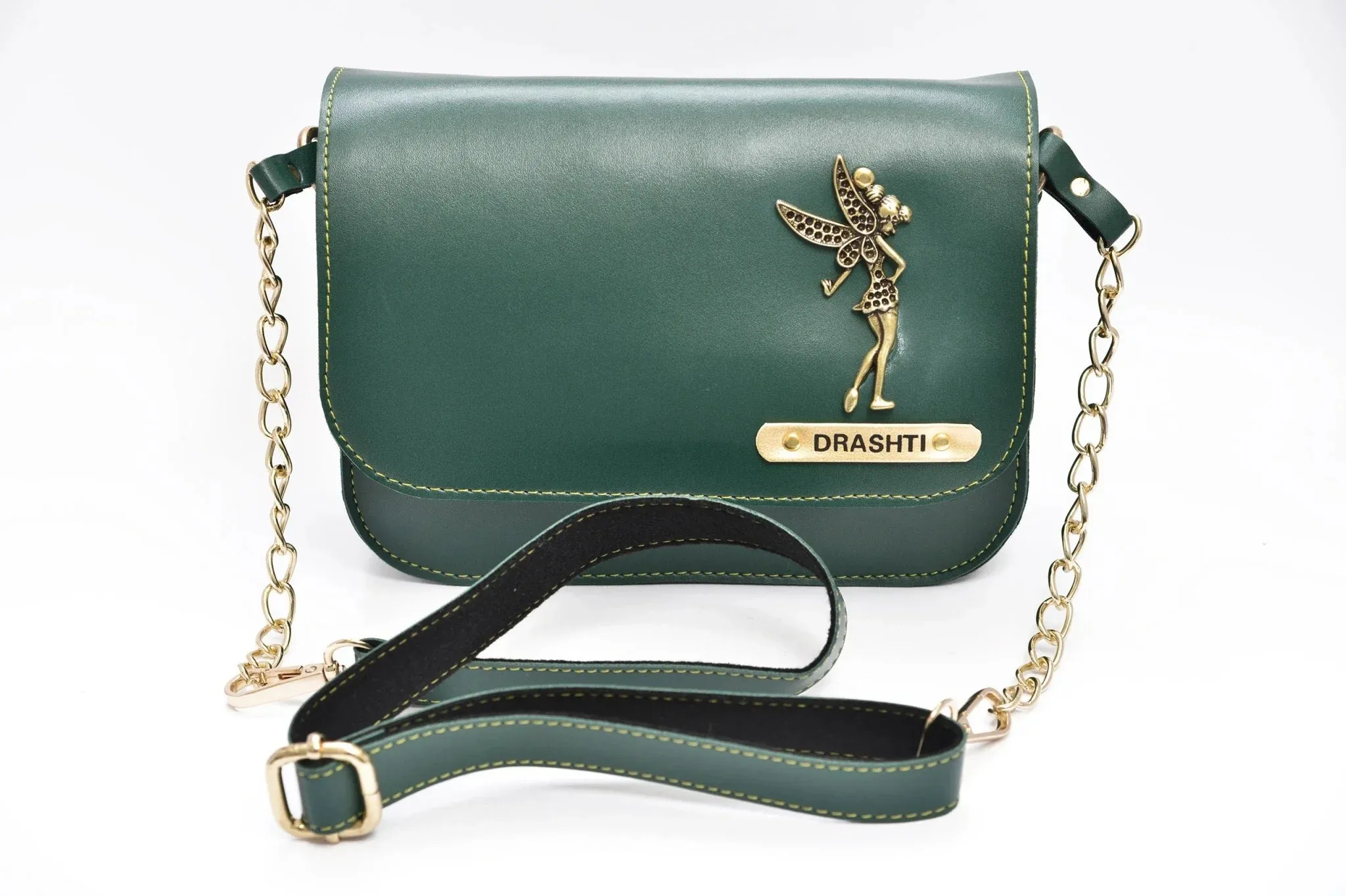 Women's Combo : Mini Makeup Kit & Chained Sling Bag (Olive Green)