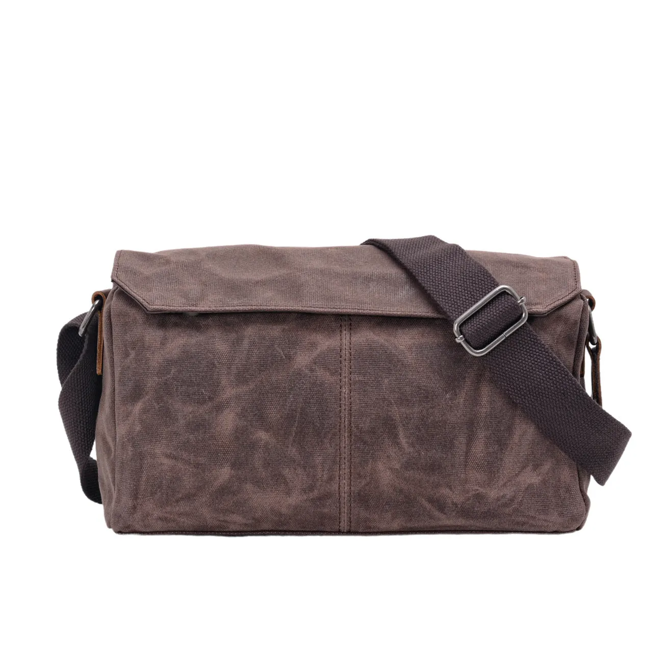 XIEYINSHE 2025 new men's small bag business casual shoulder bag retro wax canvas casual bag cylinder small satchel