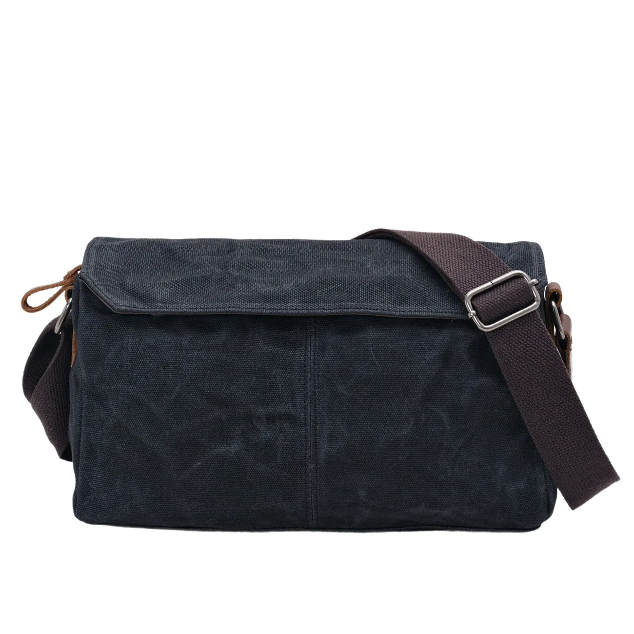 XIEYINSHE 2025 new men's small bag business casual shoulder bag retro wax canvas casual bag cylinder small satchel