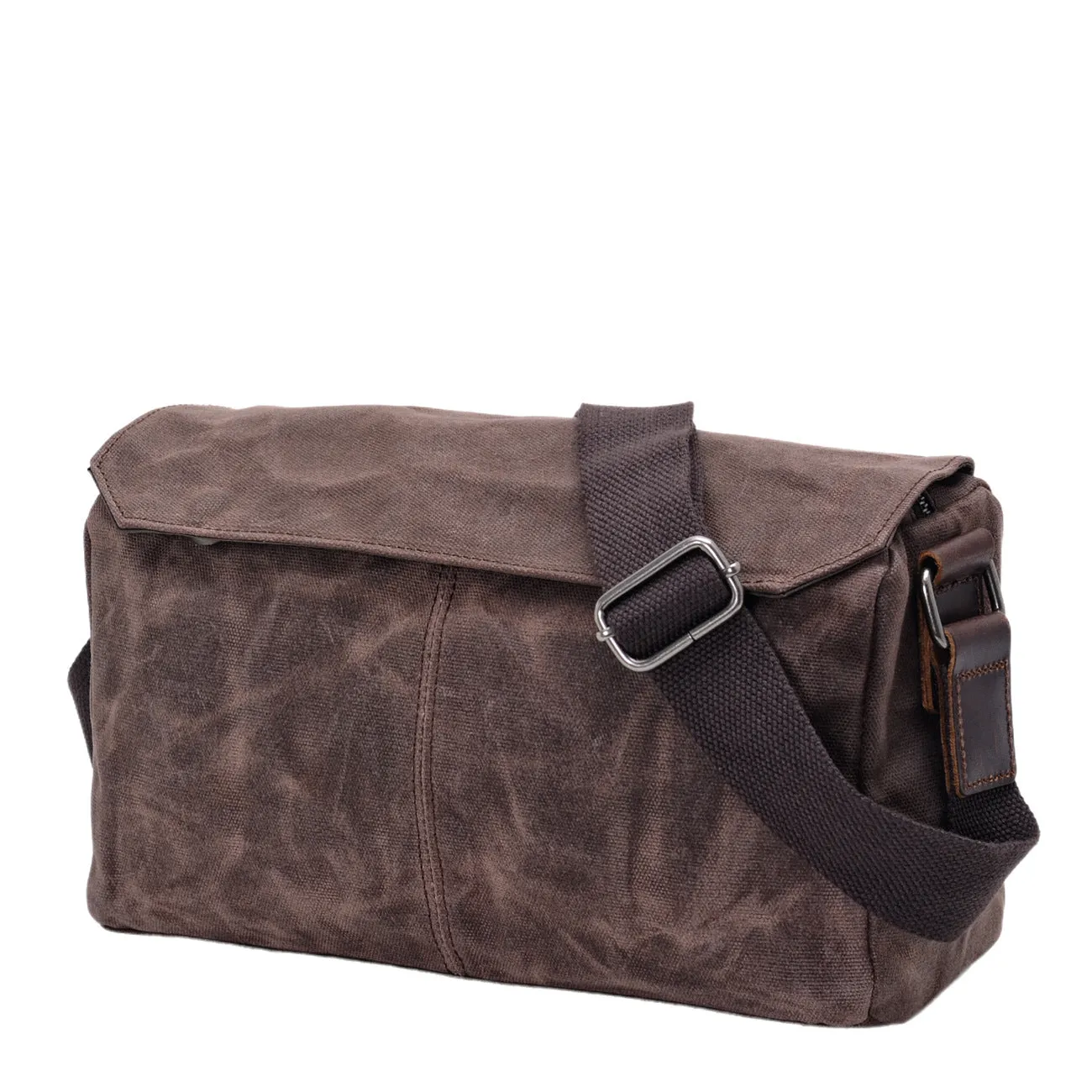 XIEYINSHE 2025 new men's small bag business casual shoulder bag retro wax canvas casual bag cylinder small satchel