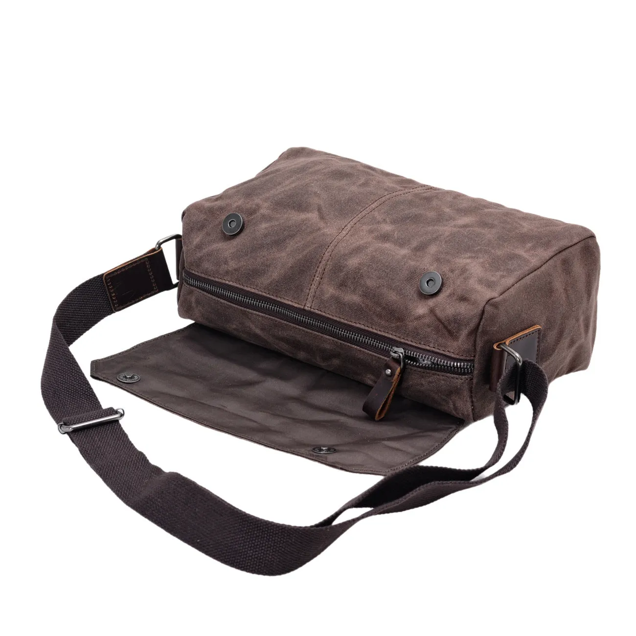 XIEYINSHE 2025 new men's small bag business casual shoulder bag retro wax canvas casual bag cylinder small satchel