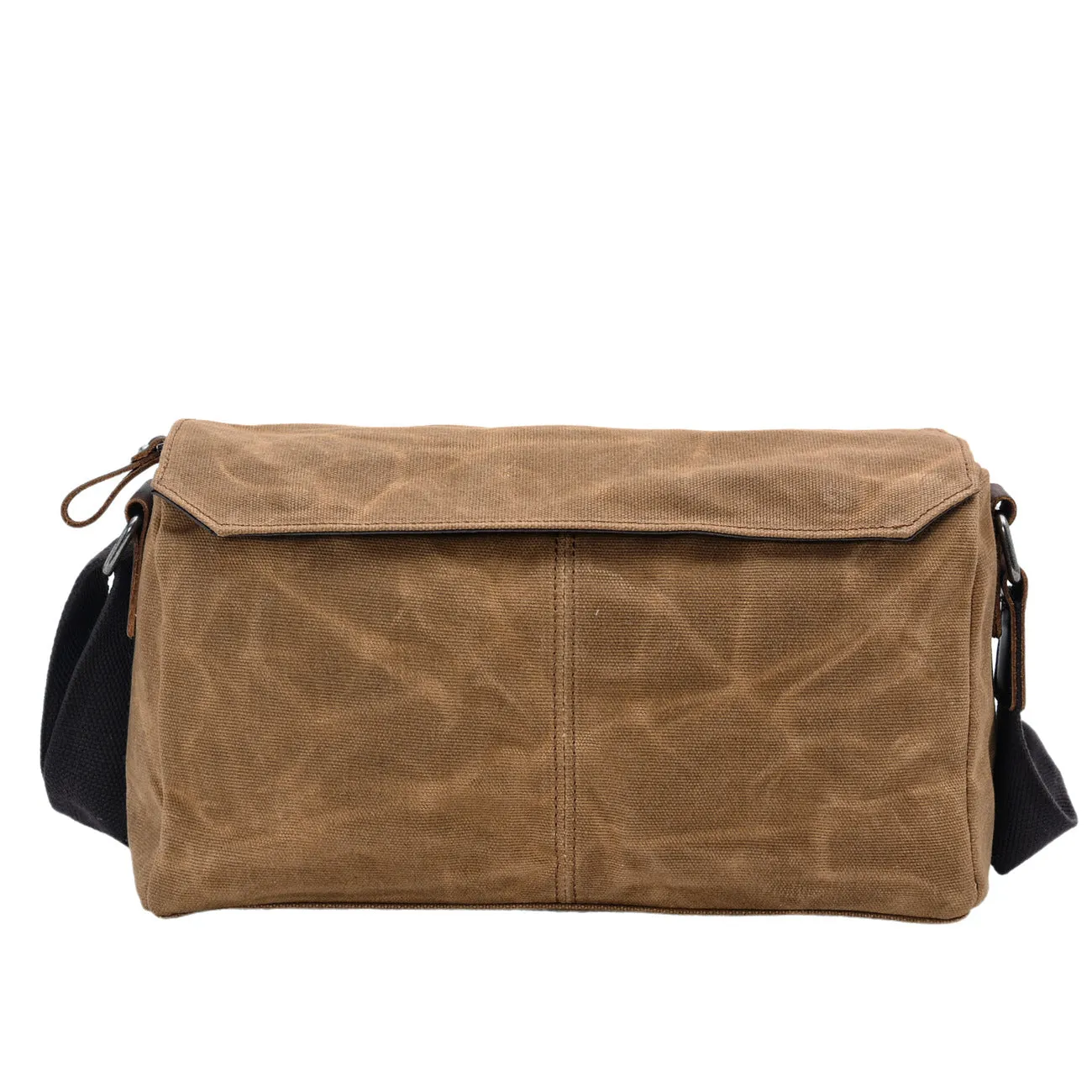 XIEYINSHE 2025 new men's small bag business casual shoulder bag retro wax canvas casual bag cylinder small satchel