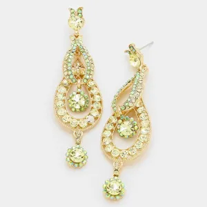 Yellow Crystal Rhinestone Dangle Prom Pageant Earrings | 266638
