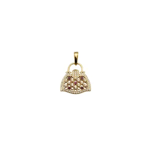 Yellow Gold CZ Handbag Pendant (14K)