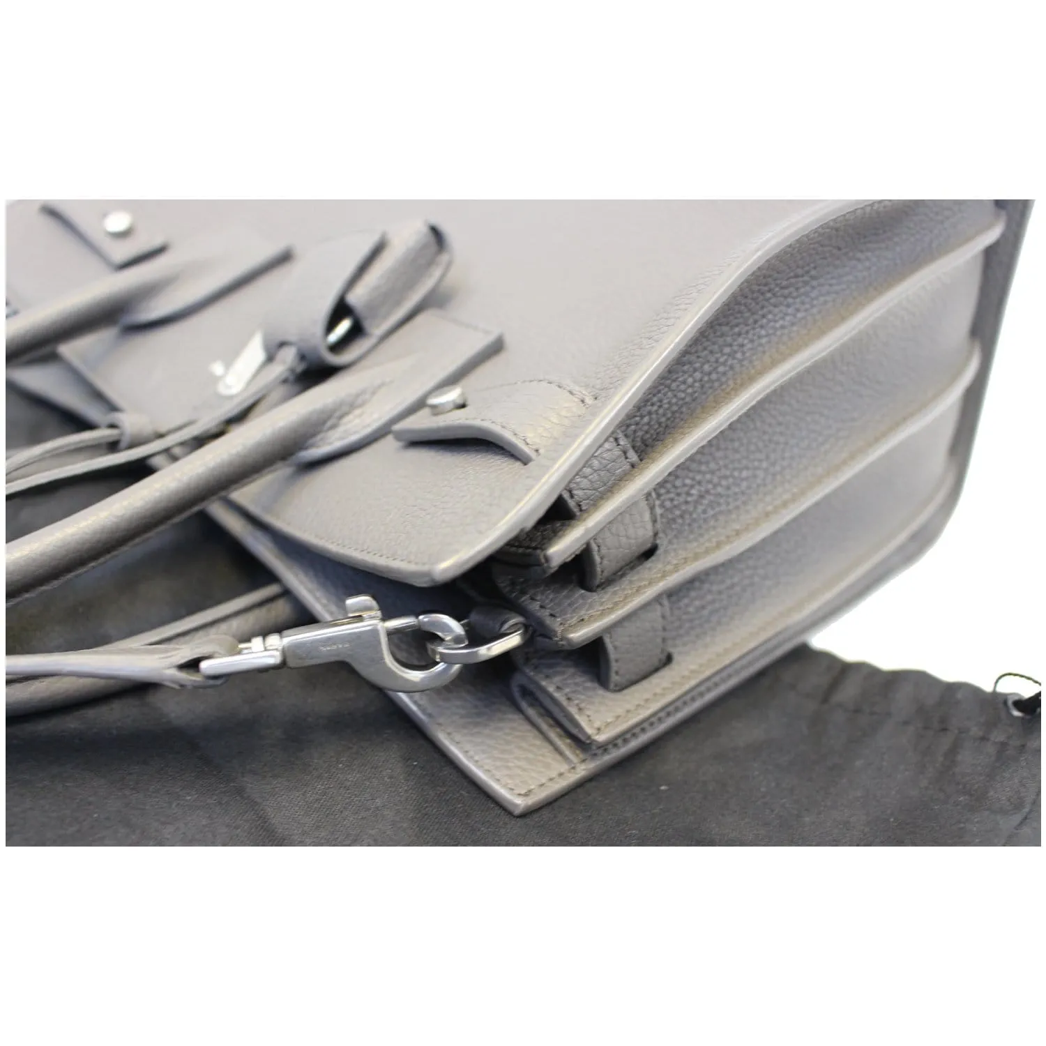 YVES SAINT LAURENT Sac de Jour Small Grained Leather Shoulder Bag Grey