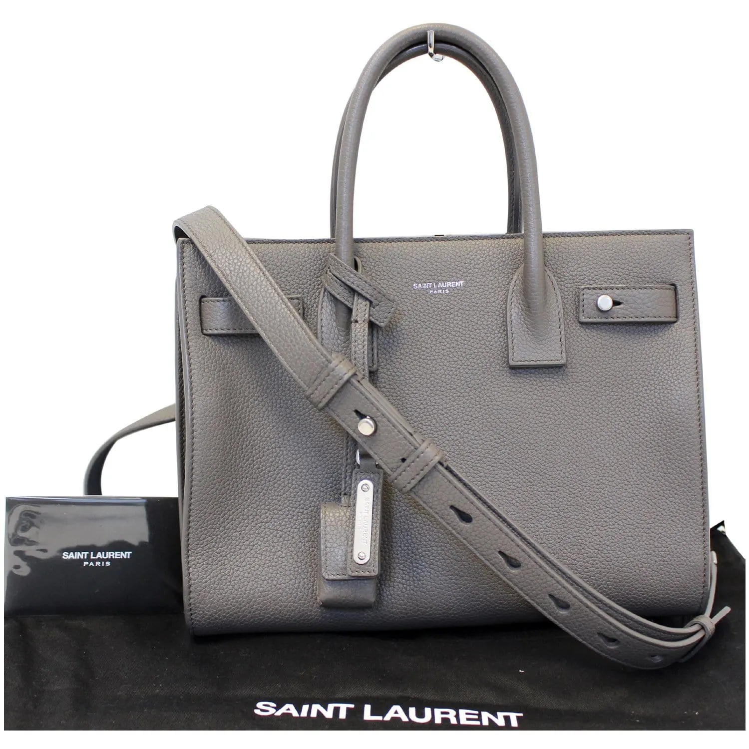 YVES SAINT LAURENT Sac de Jour Small Grained Leather Shoulder Bag Grey