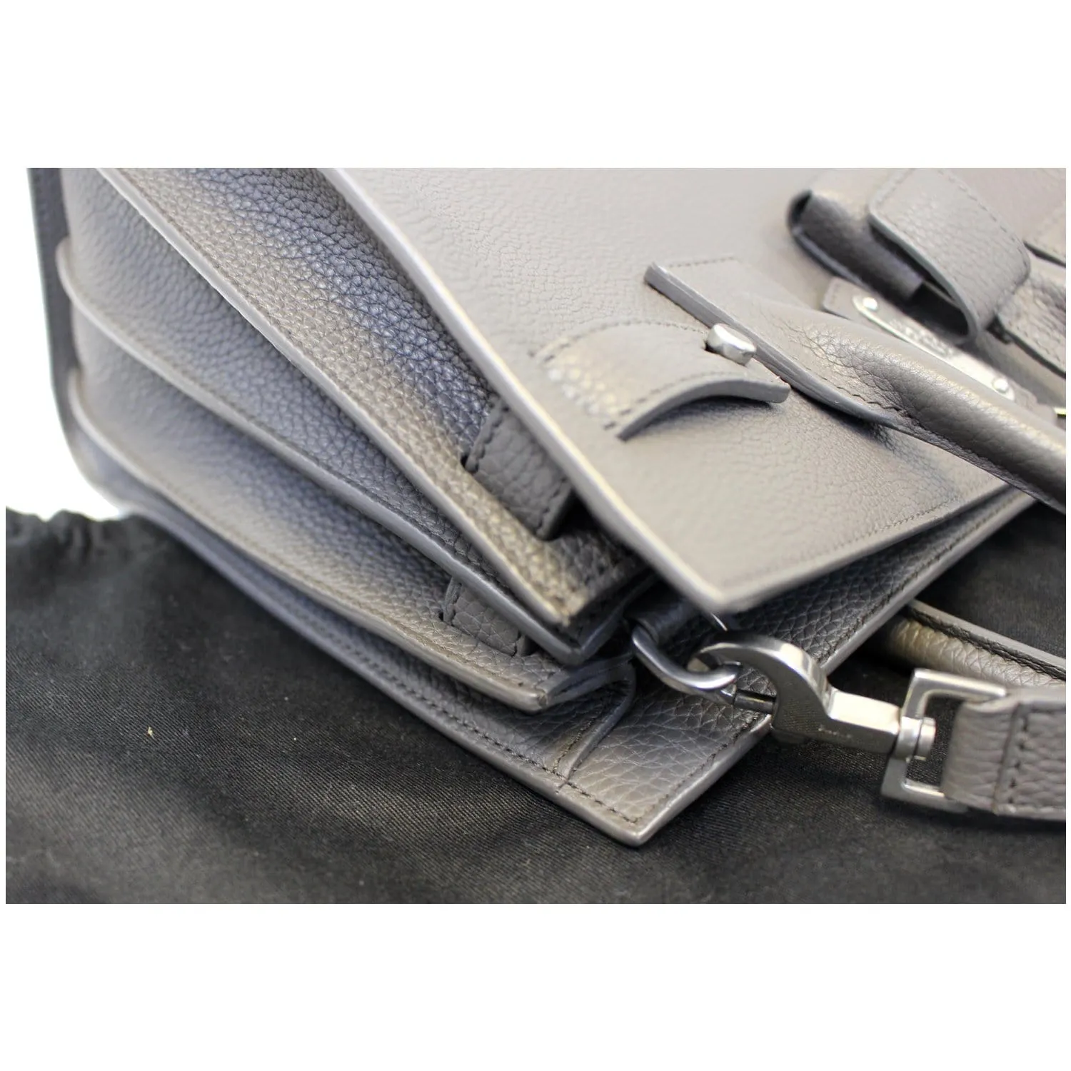 YVES SAINT LAURENT Sac de Jour Small Grained Leather Shoulder Bag Grey