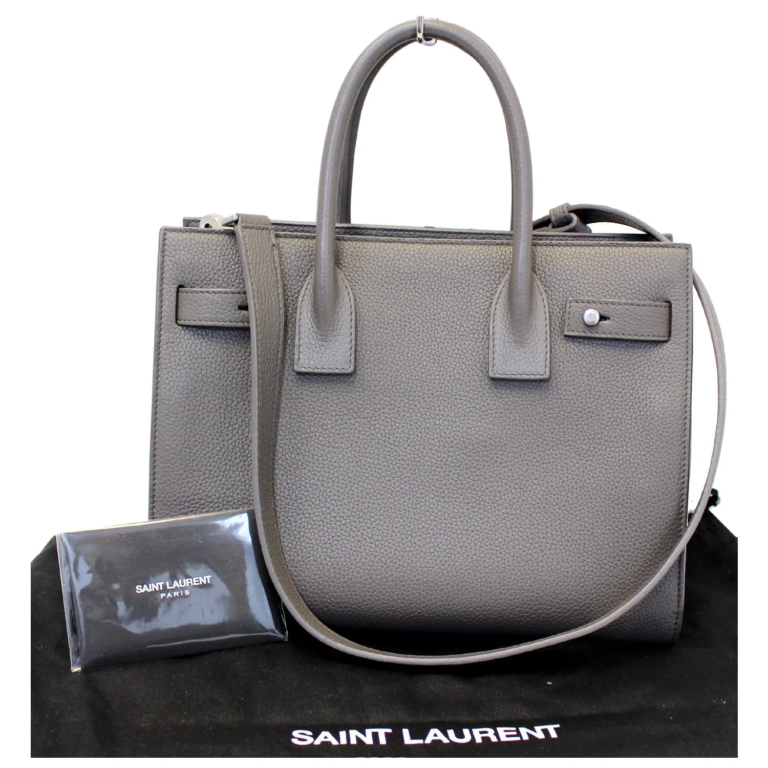 YVES SAINT LAURENT Sac de Jour Small Grained Leather Shoulder Bag Grey