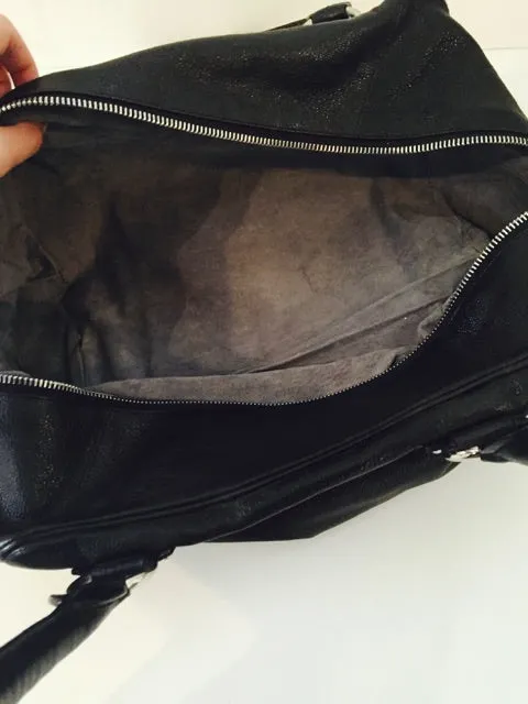 ZAC POSEN Black Leather Shoulder Handbag Purse with Dust Bag
