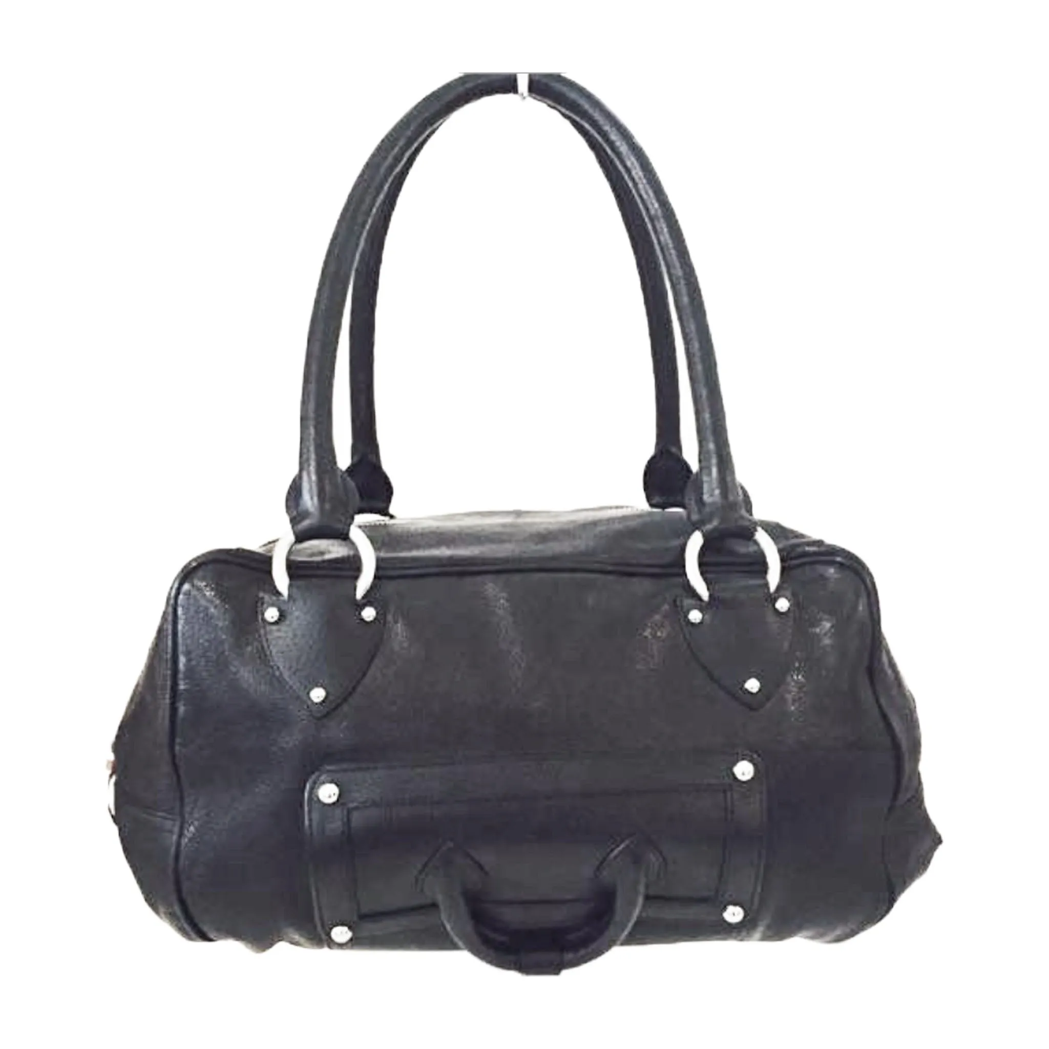ZAC POSEN Black Leather Shoulder Handbag Purse with Dust Bag