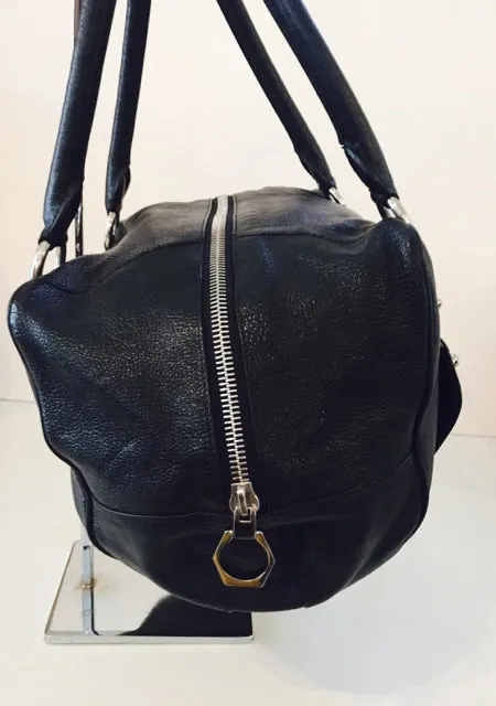 ZAC POSEN Black Leather Shoulder Handbag Purse with Dust Bag