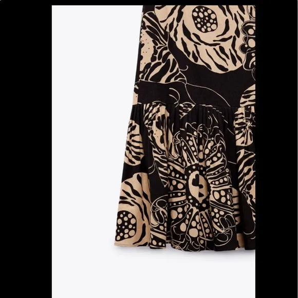 Zara linen Blend printed long skirt