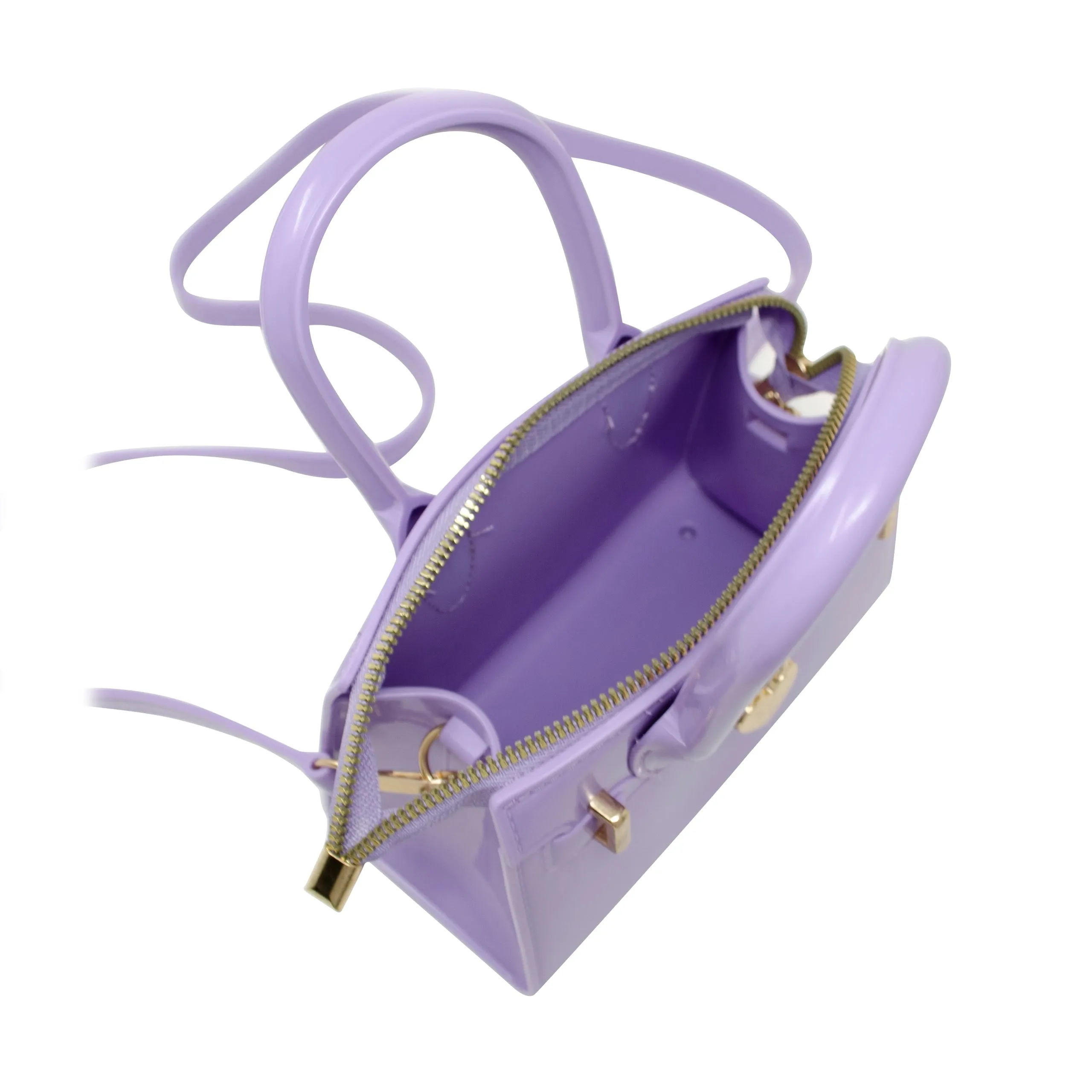 Zomi Gems Jelly Heart Locket Satchel Bag - Purple